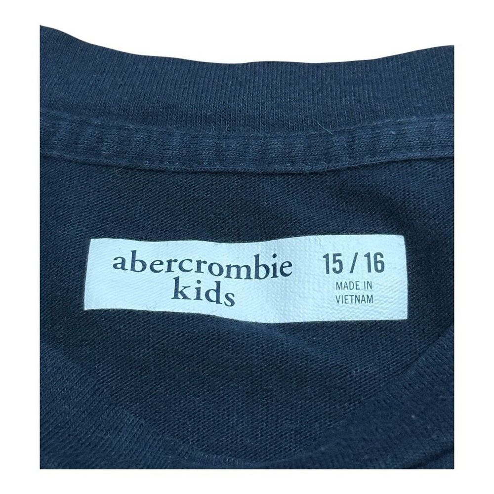 Abercrombie Kids Shirt Youth 15/16 Navy Blue Long Sleeve Crew Neck Logo Top - Picture 4 of 7